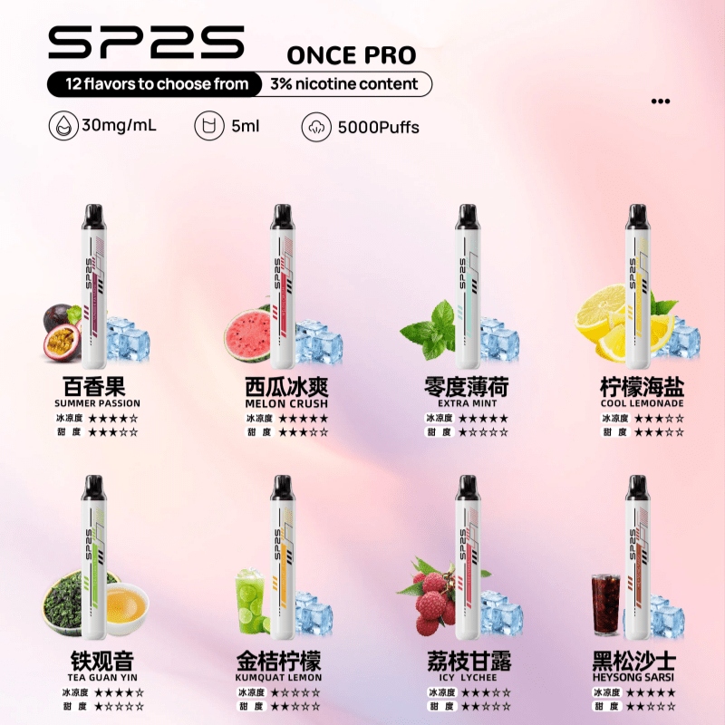 SP2S Once Pro 5000口一次性拋棄式電子煙｜多種口味現貨｜免充電免注油